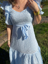 Load image into Gallery viewer, Carlie Blue Eyelet Dress
